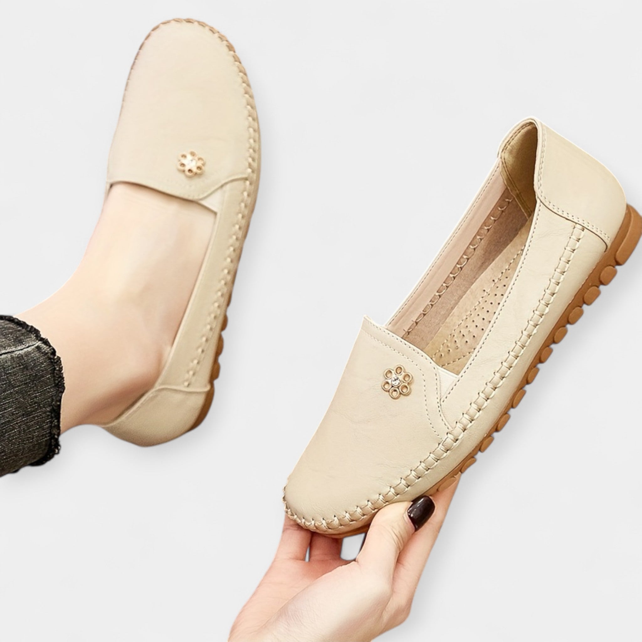 Lehké Slip On Baleríny Z Lněného Materiálu Prodyšné