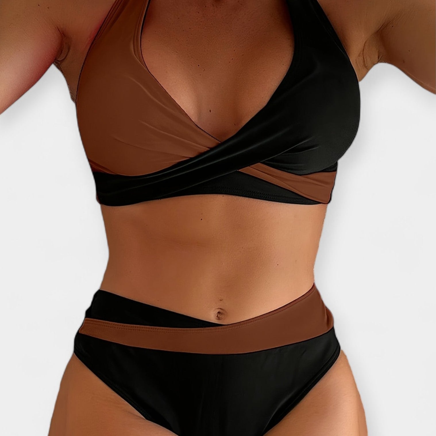 Překřížený Výstřih Bikini Dvoudílné Plavky U Krku Letní