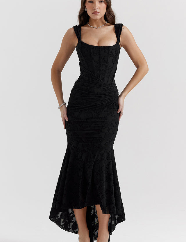 Kiara Šaty Elegantní Večerní Střih S Jemným Vzorem Pro Ženy