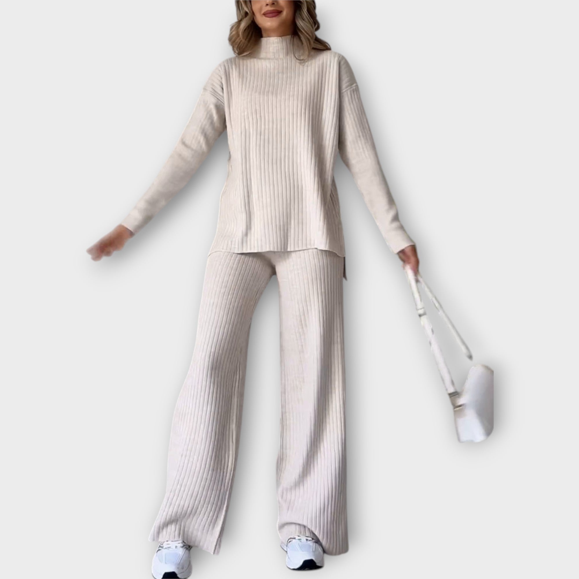 Elegantní Pletený Set S Pohodlným Střihem Každodenní Nošení