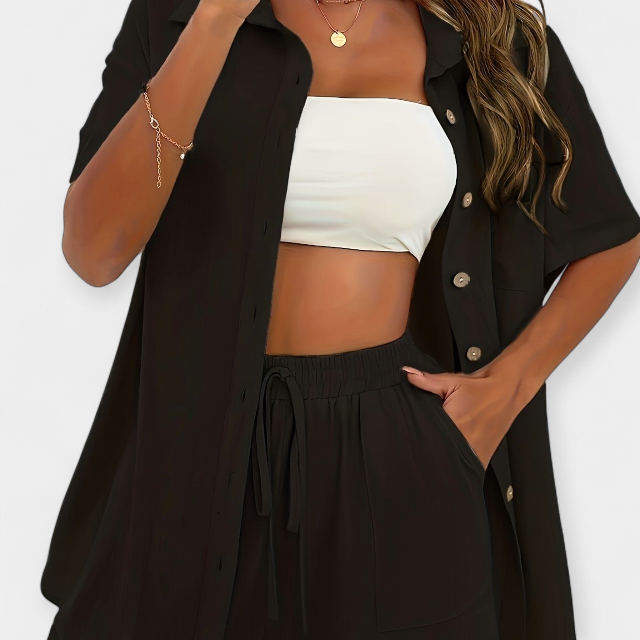 Dámský Set Košile a Šortek Letní Styl Každodenní Pohodlí