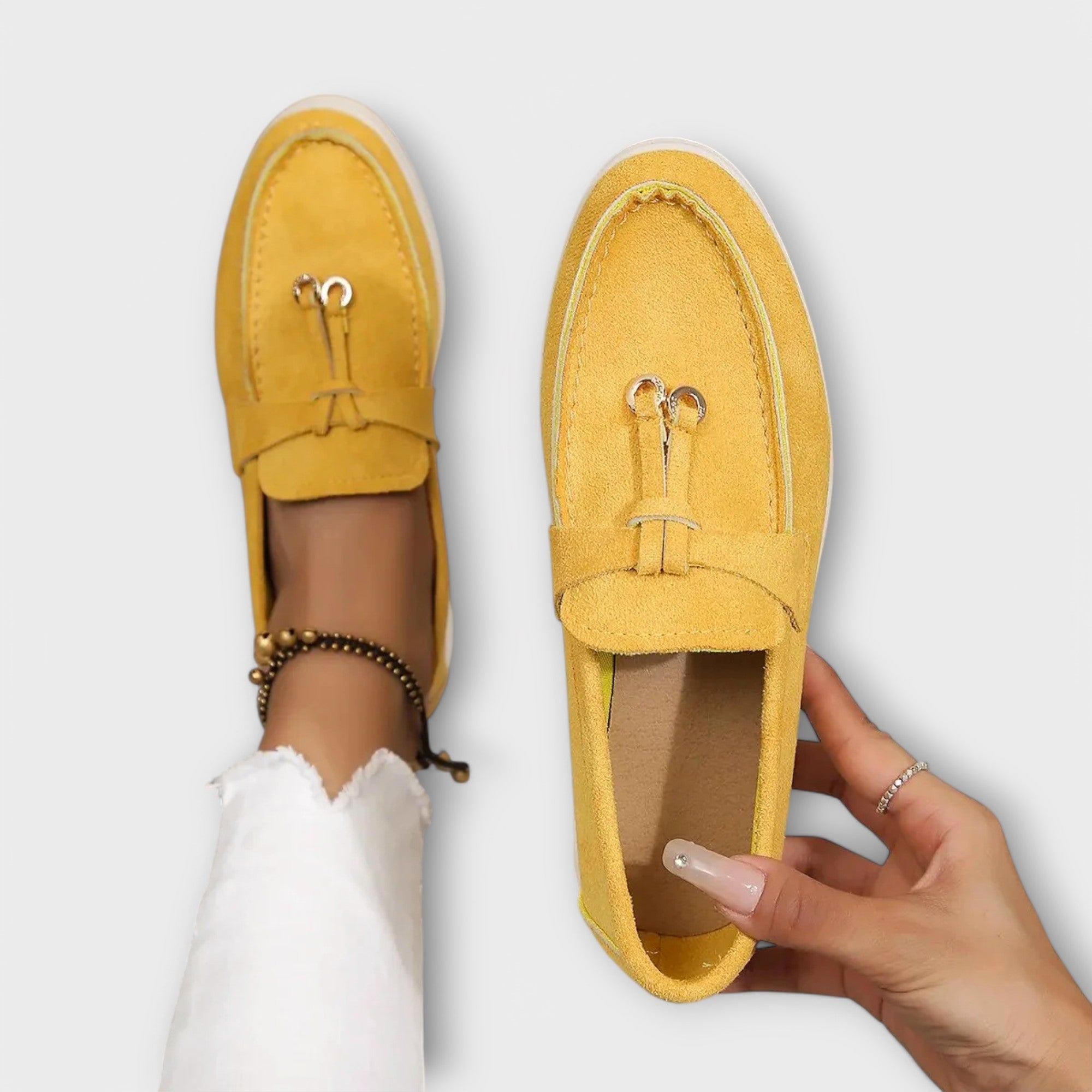 Dámské Béžové Mokasíny Gamila Loafers S Ozdobnou Šňůrkou