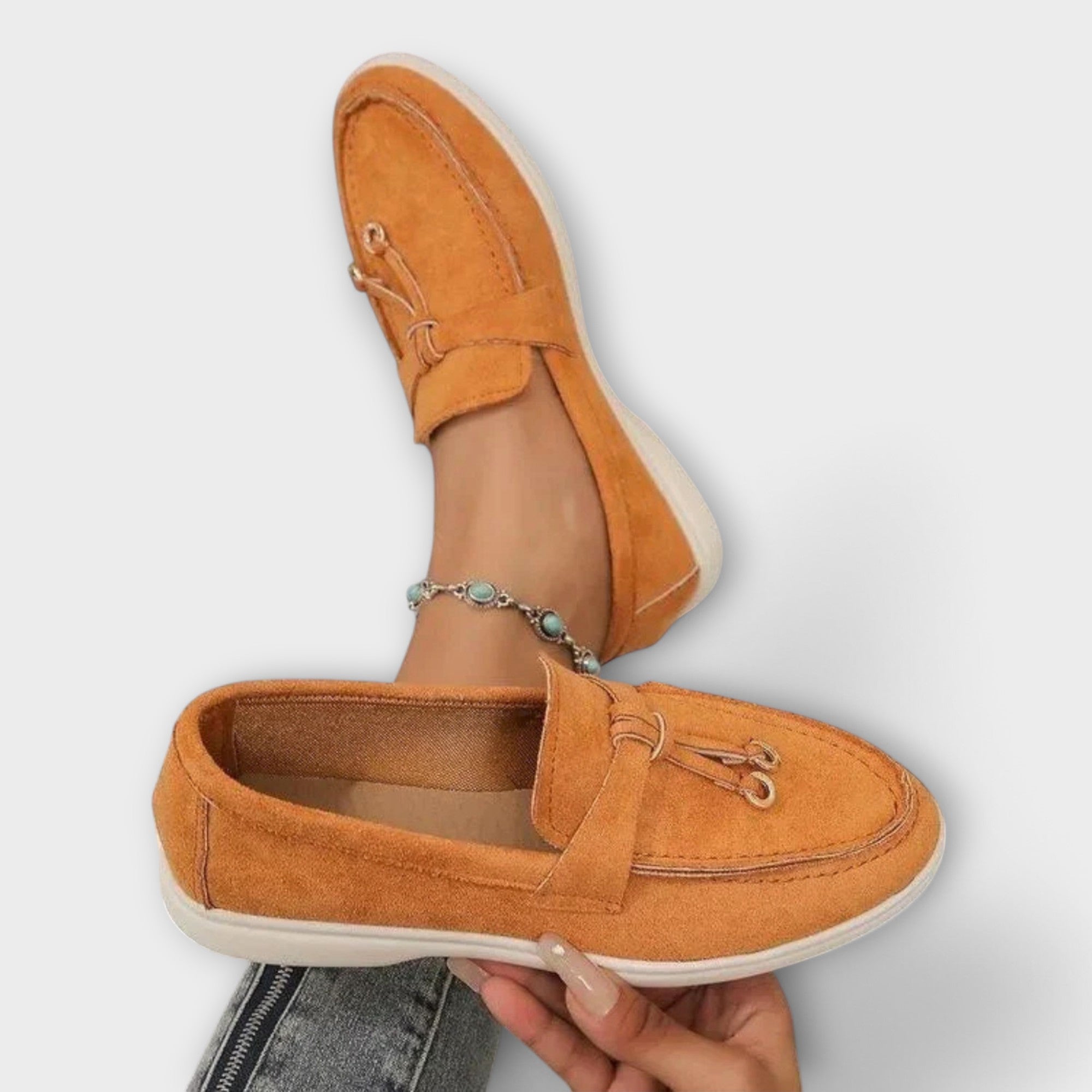Dámské Béžové Mokasíny Gamila Loafers S Ozdobnou Šňůrkou