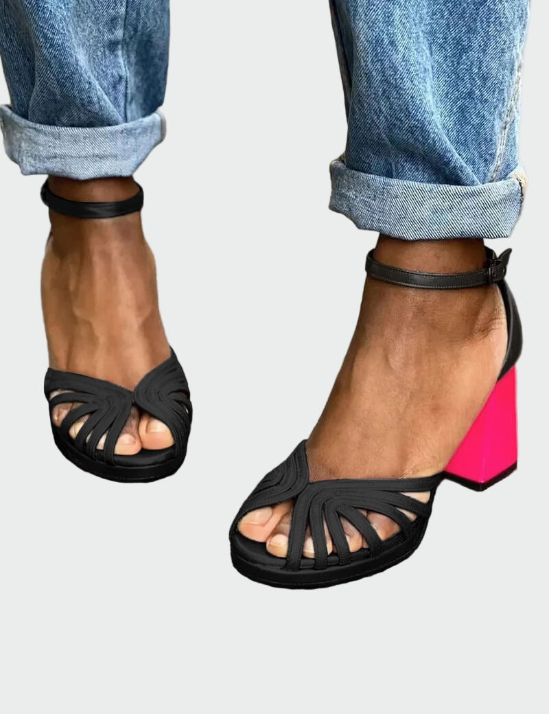 Dámské Sandály Dvoubarevný Podpatěk Stříbrný Lesk Elegantní