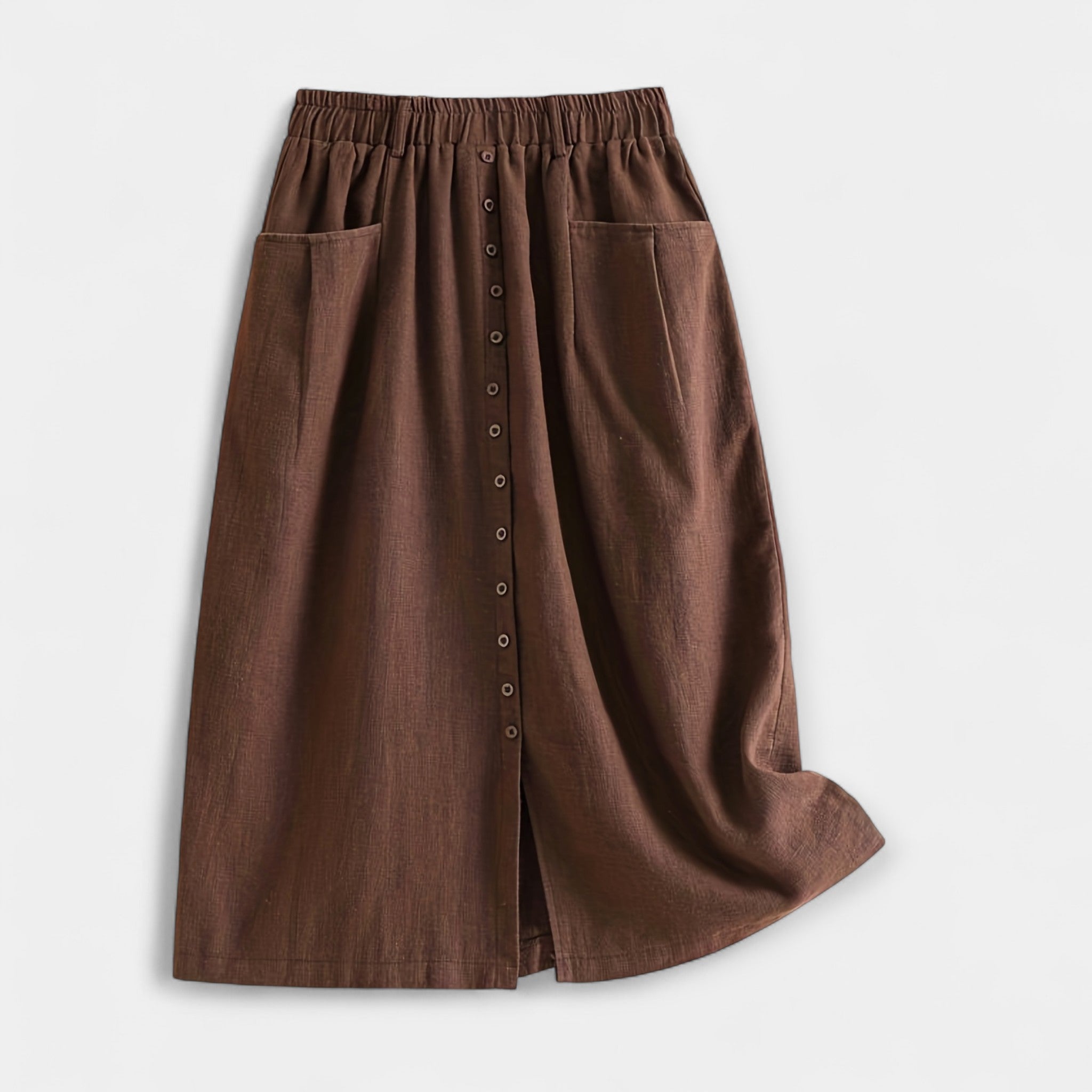 Midi Sukně S Nádechem Vintage Vysoký Pas Denní Nošení