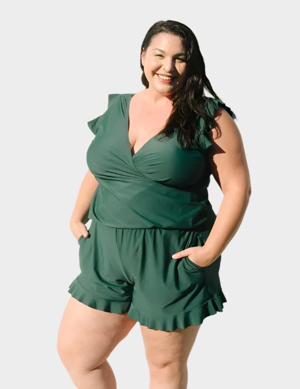 Elegantní Plavky S Volány A Oporou Prsou Se Vázaným Pásem