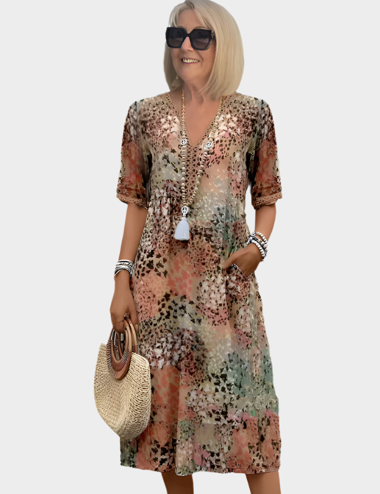 Midi Šaty S Kapsami Lehký Pohodlný Volný Střih Pro Ženy