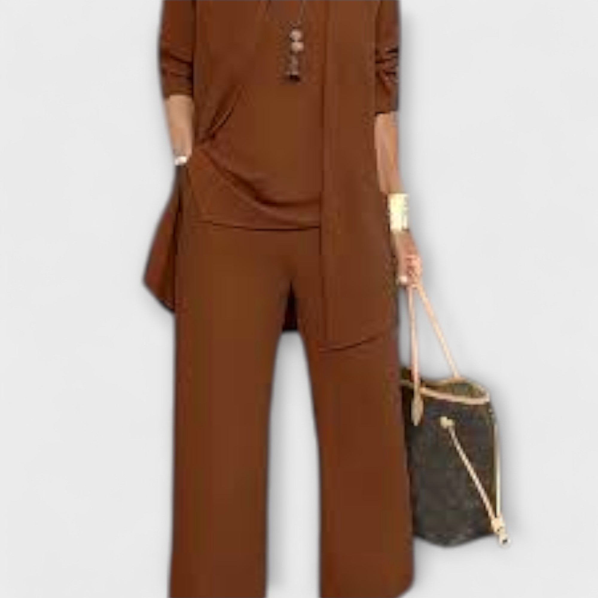 Pohodlný Trojkombinovaný Set S Kalhotami Topem a Kardiganem