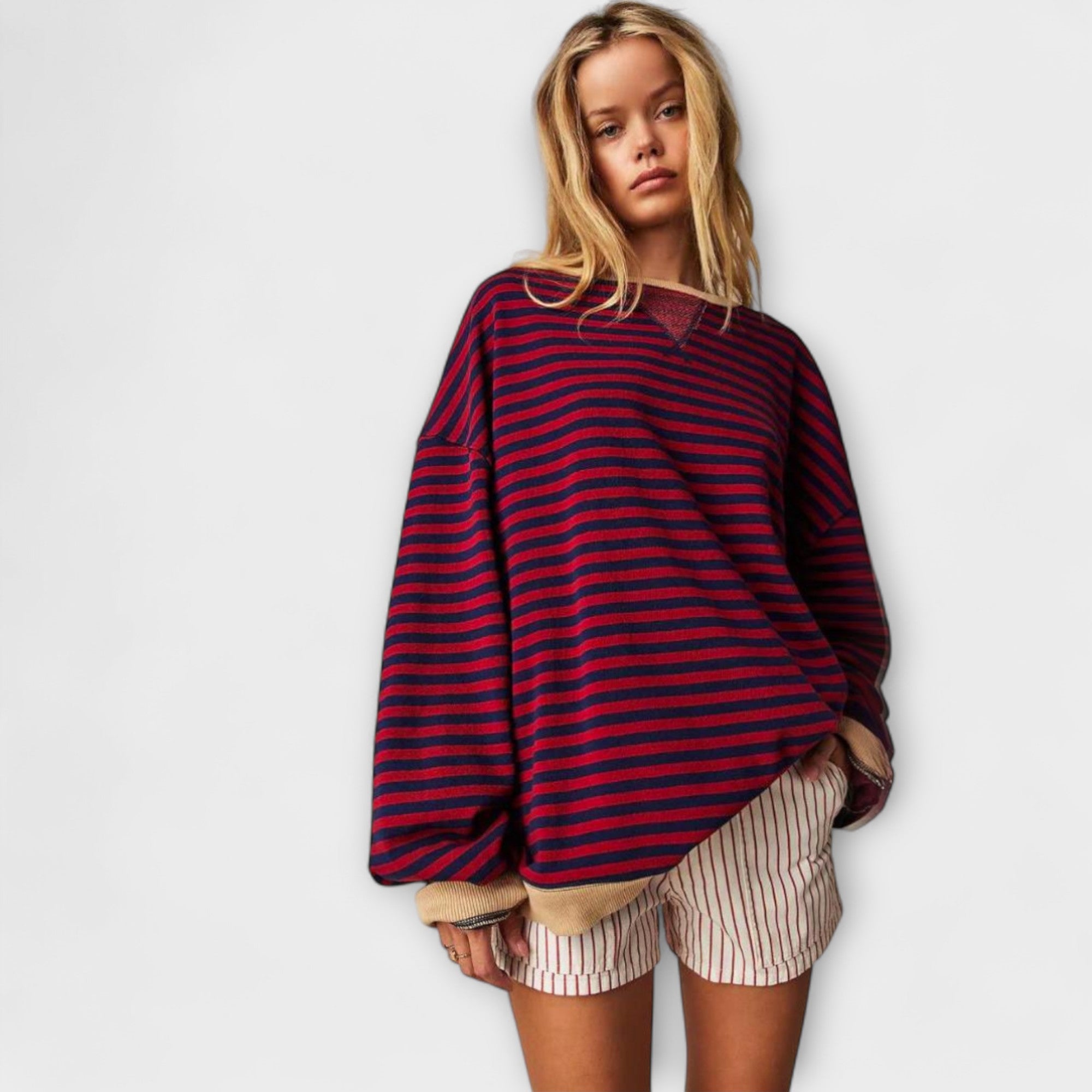 Marie Pruhovaný Oversize Svetr Pro Každodenní Nošení