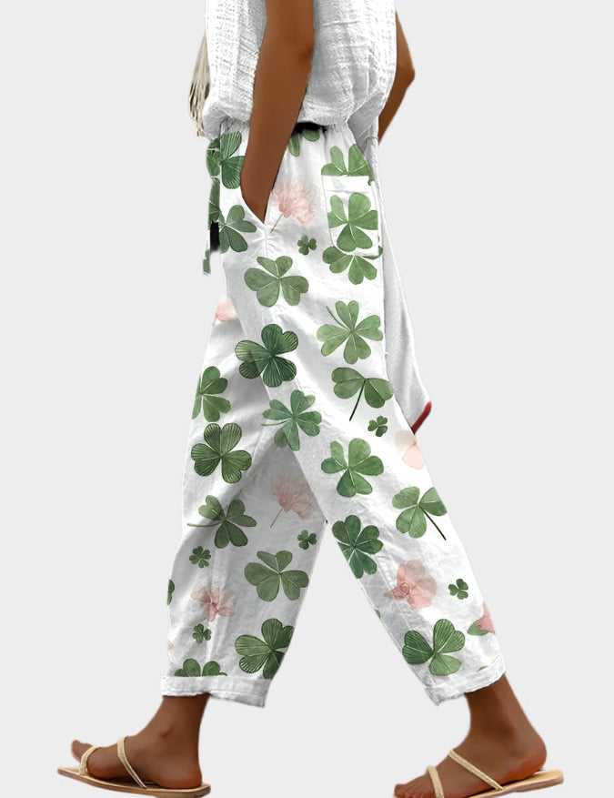 Volné Kalhoty S Botanickým Vzorem Boho Stylu Pro Letní Dny