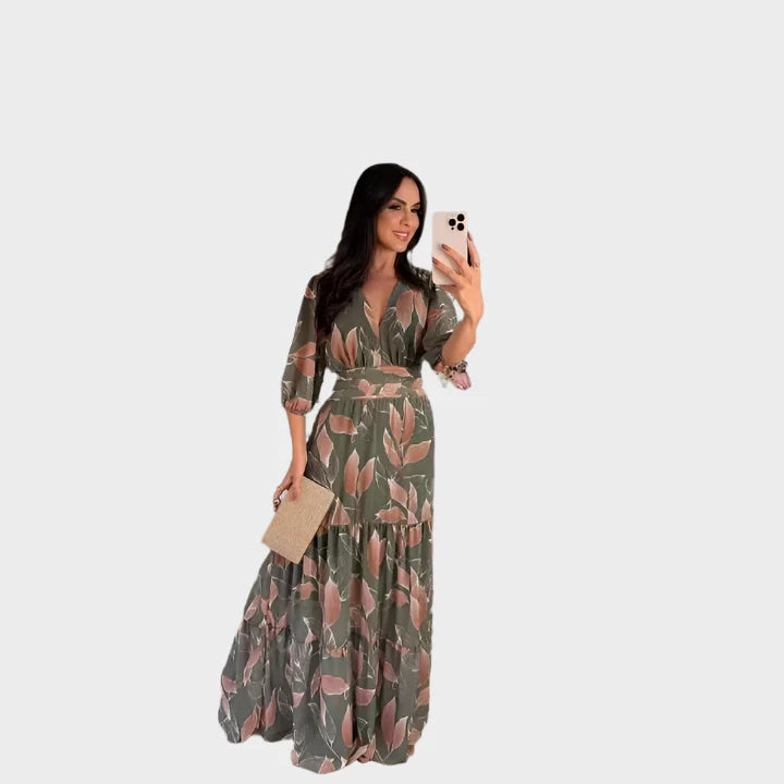 Dlouhé Šaty S Květinovým Vzorem Elegantní Střih Pro Vás
