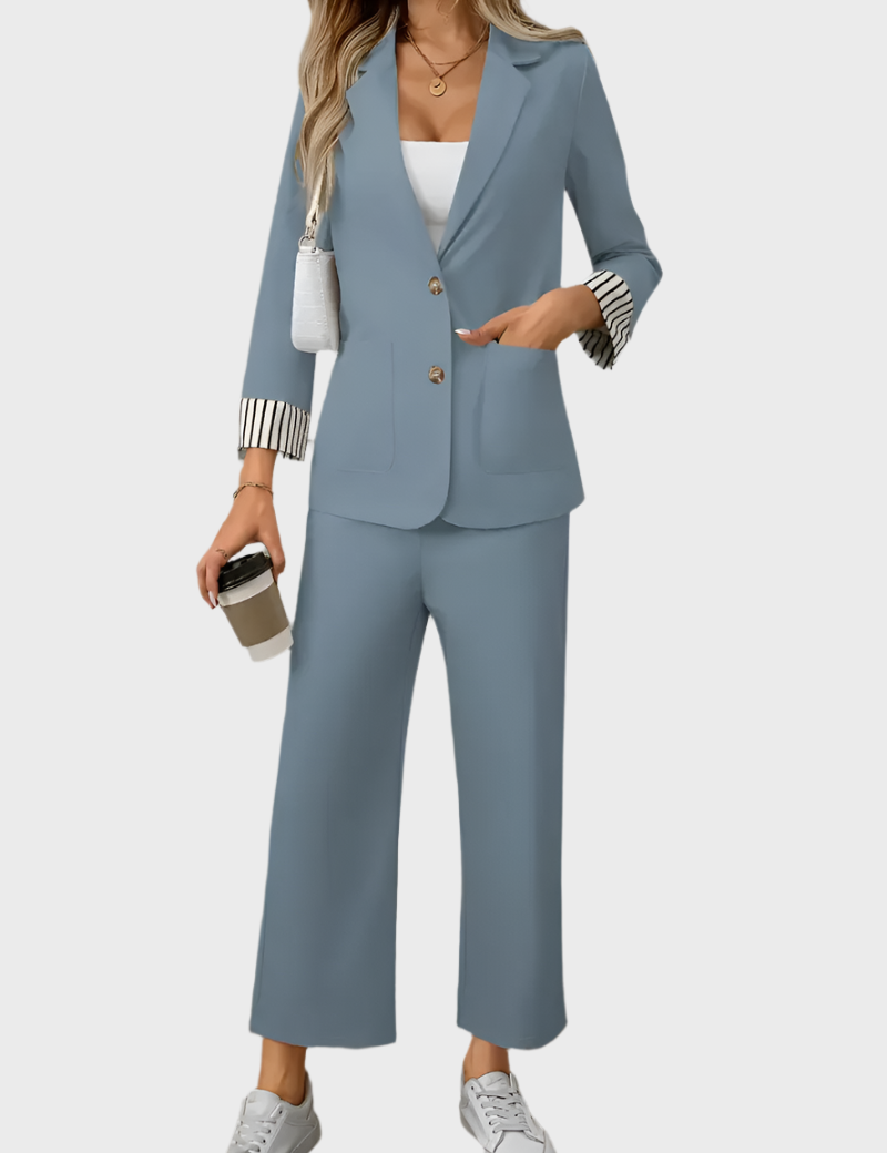 Dámský Béžový Kostým Sako Sada Pro Kancelářský Elegantní Vzhled