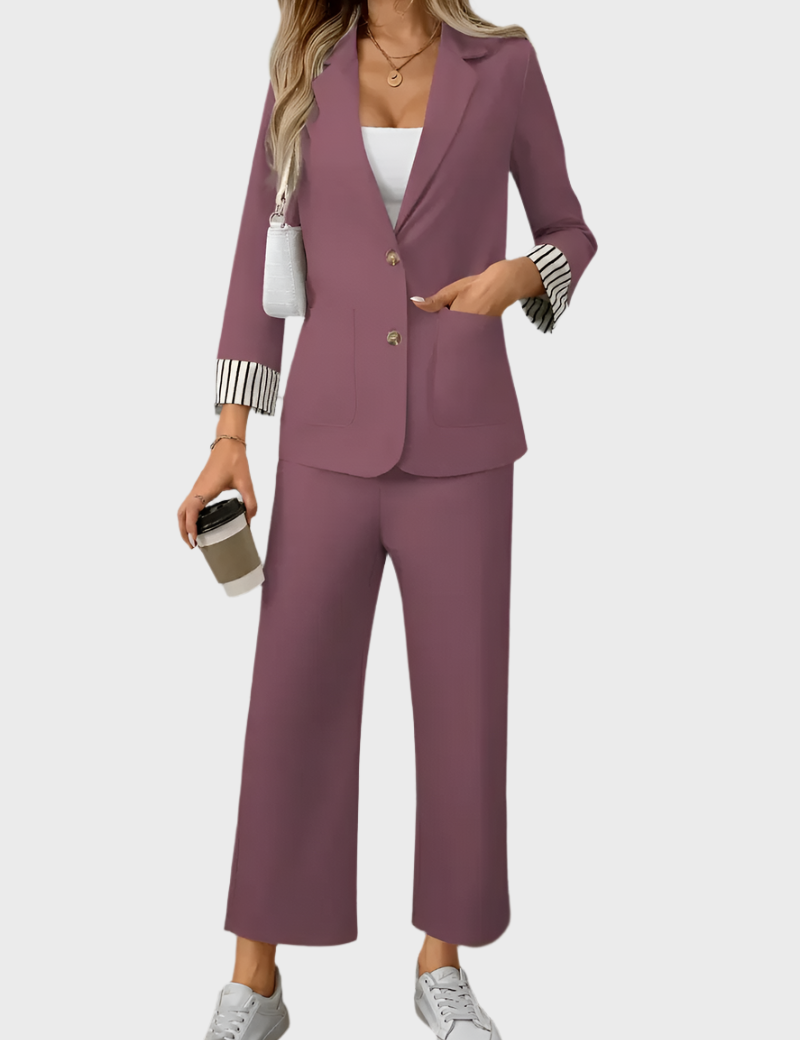 Dámský Béžový Kostým Sako Sada Pro Kancelářský Elegantní Vzhled