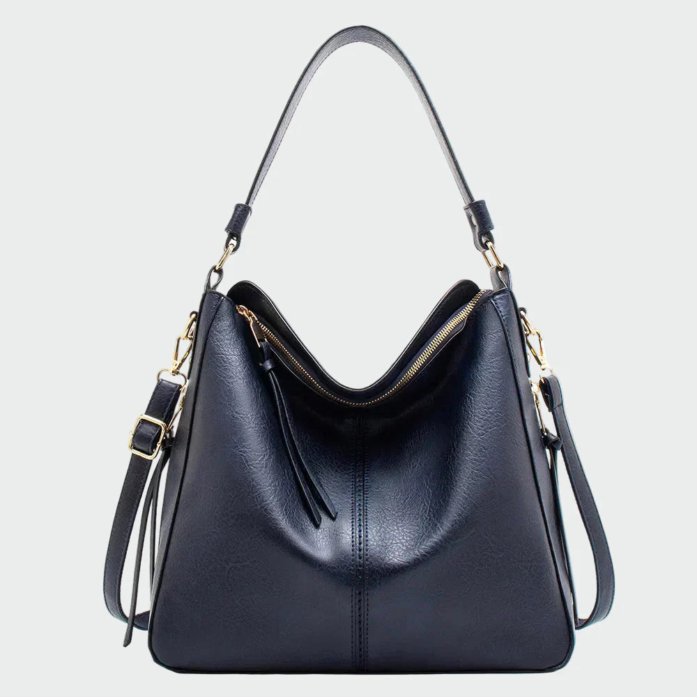 Nekonečně Stylová Kožená Kabelka Hobo Černá Luxusní detaily