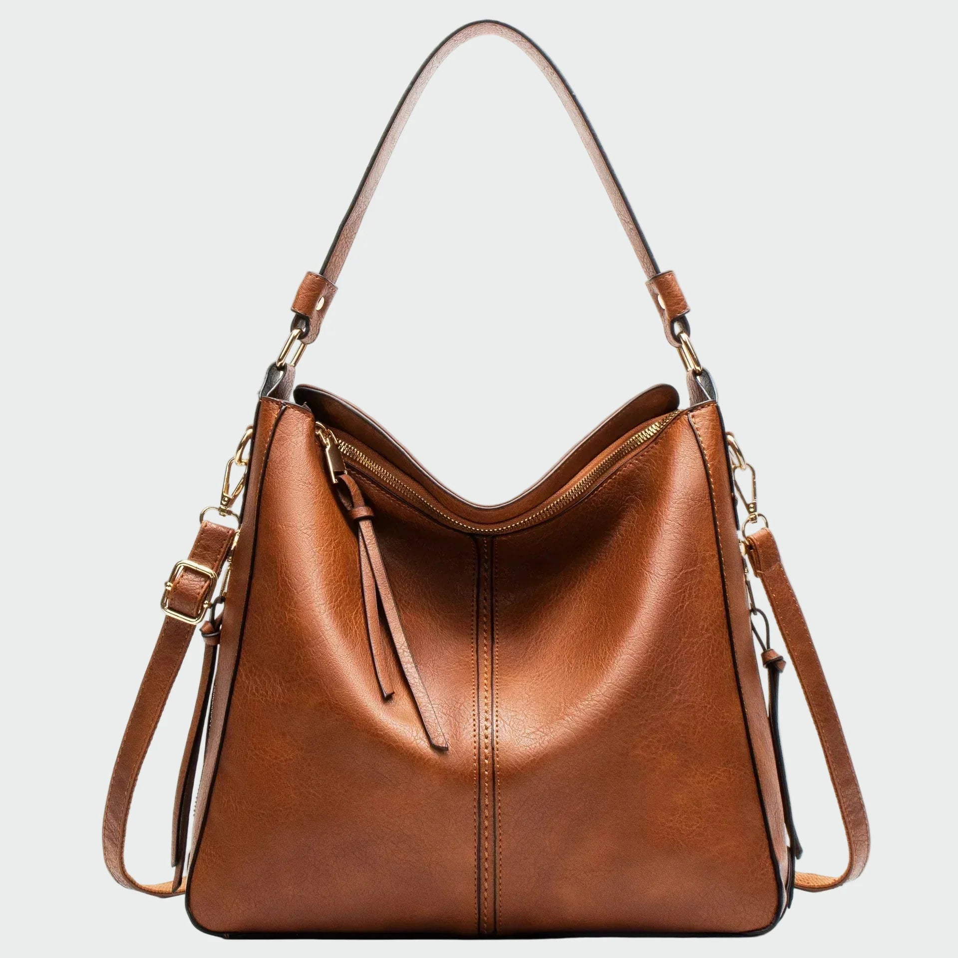 Nekonečně Stylová Kožená Kabelka Hobo Černá Luxusní detaily