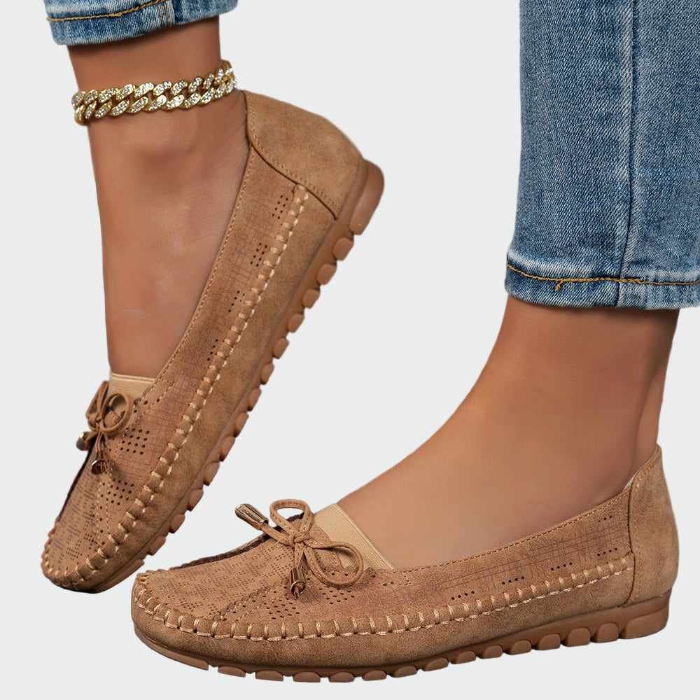 Pohodlné Slip On Boty Ortopedickou Vložkou Béžové Mokasíny