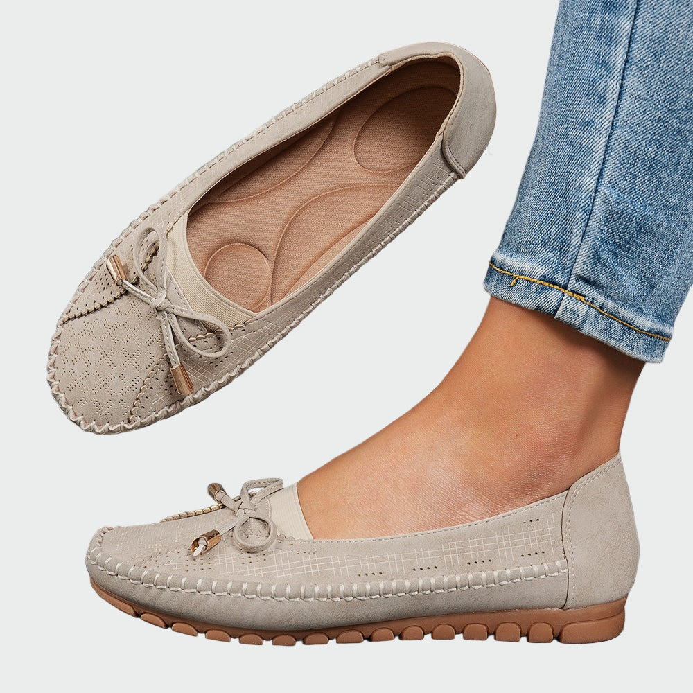 Pohodlné Slip On Boty Ortopedickou Vložkou Béžové Mokasíny