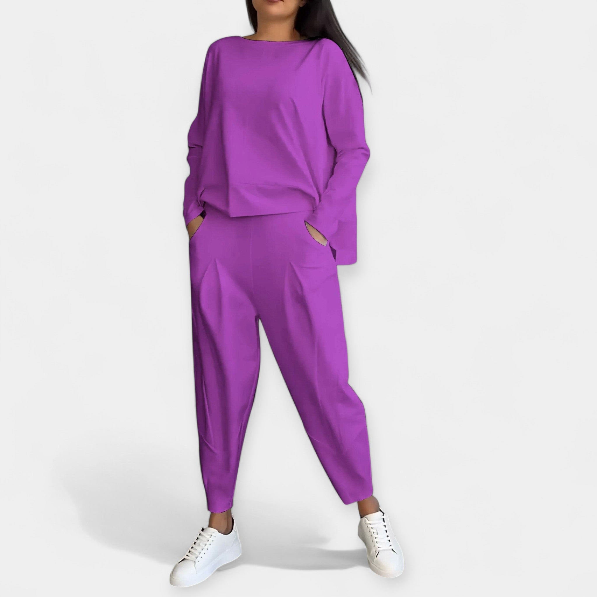 Souprava S Dlouhými Rukávy Pro Casual Chic Vzhled Elegantní
