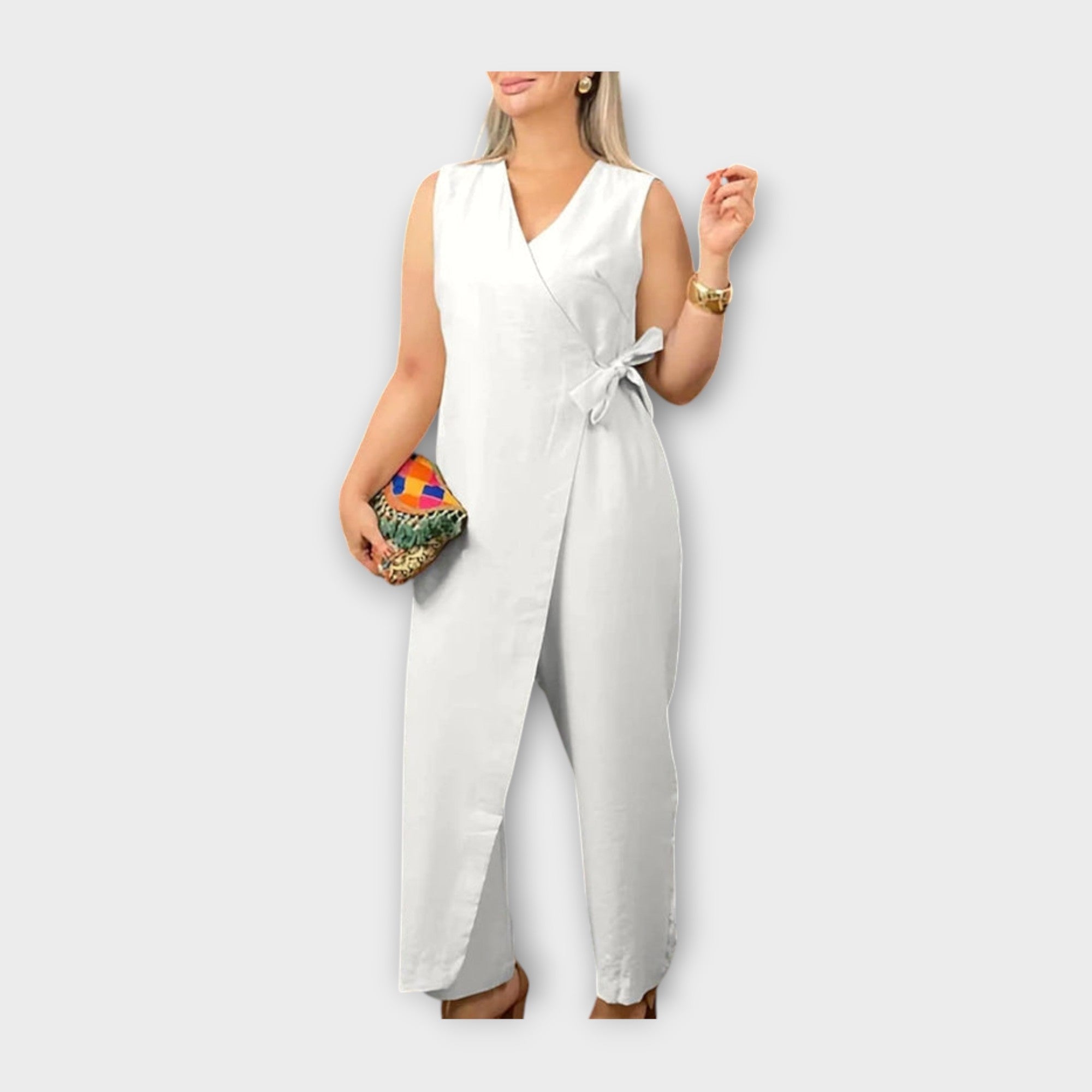 Overal S Stahováním V Pase Bez Rukávů Lehký Materiál