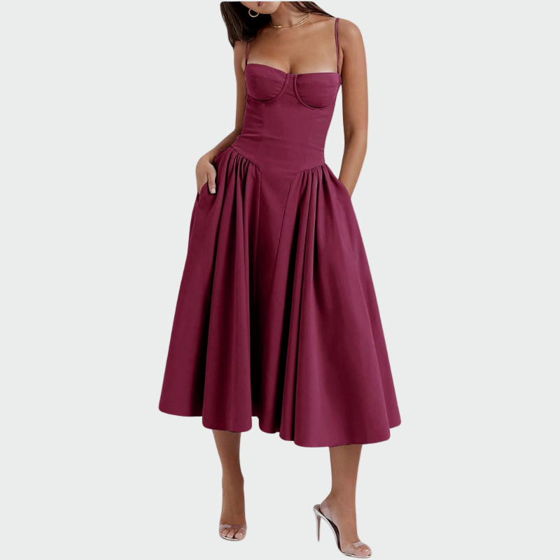 Saténové Maxi Šaty S Tenkými Ramínky Elegantní Design