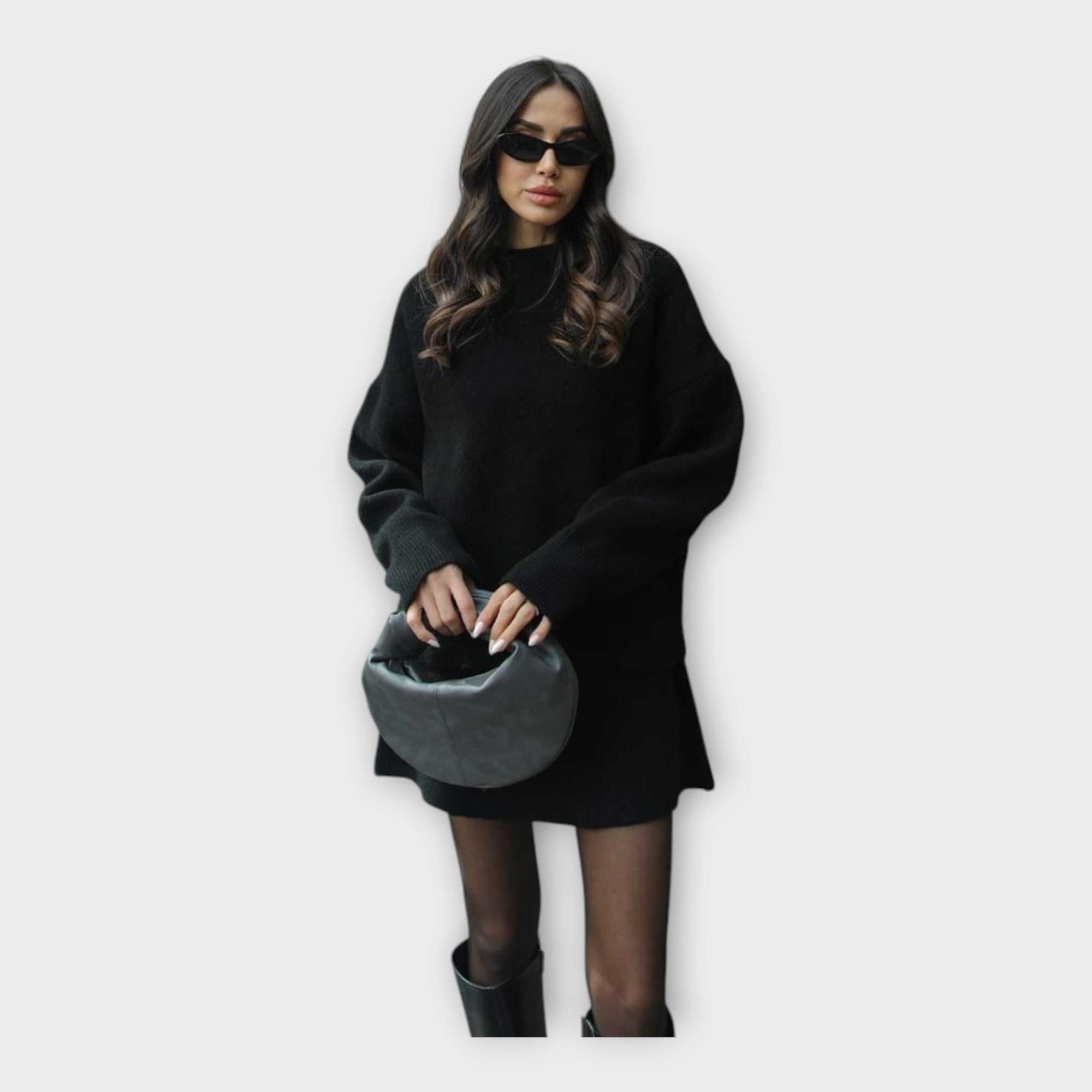 Pletený Svetrový Set A Sukně Se Moderním Střihem Pohodlný