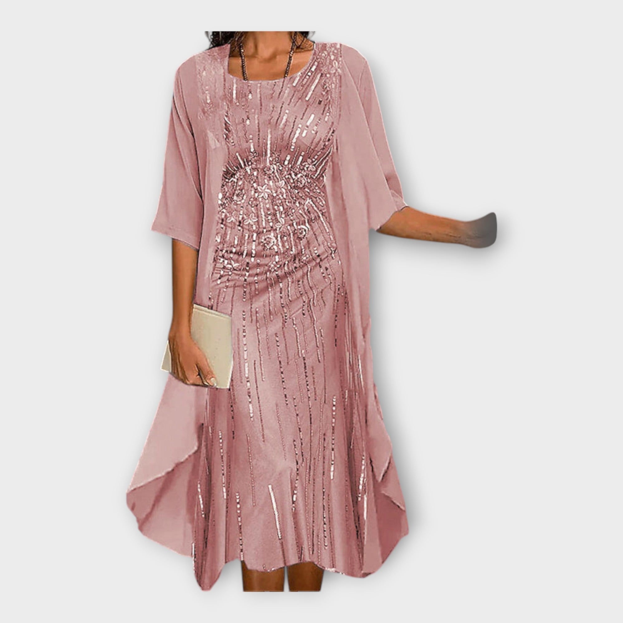 Prodyšné Šaty S Vnějším Kardiganem A Vzorovaným Potiskem