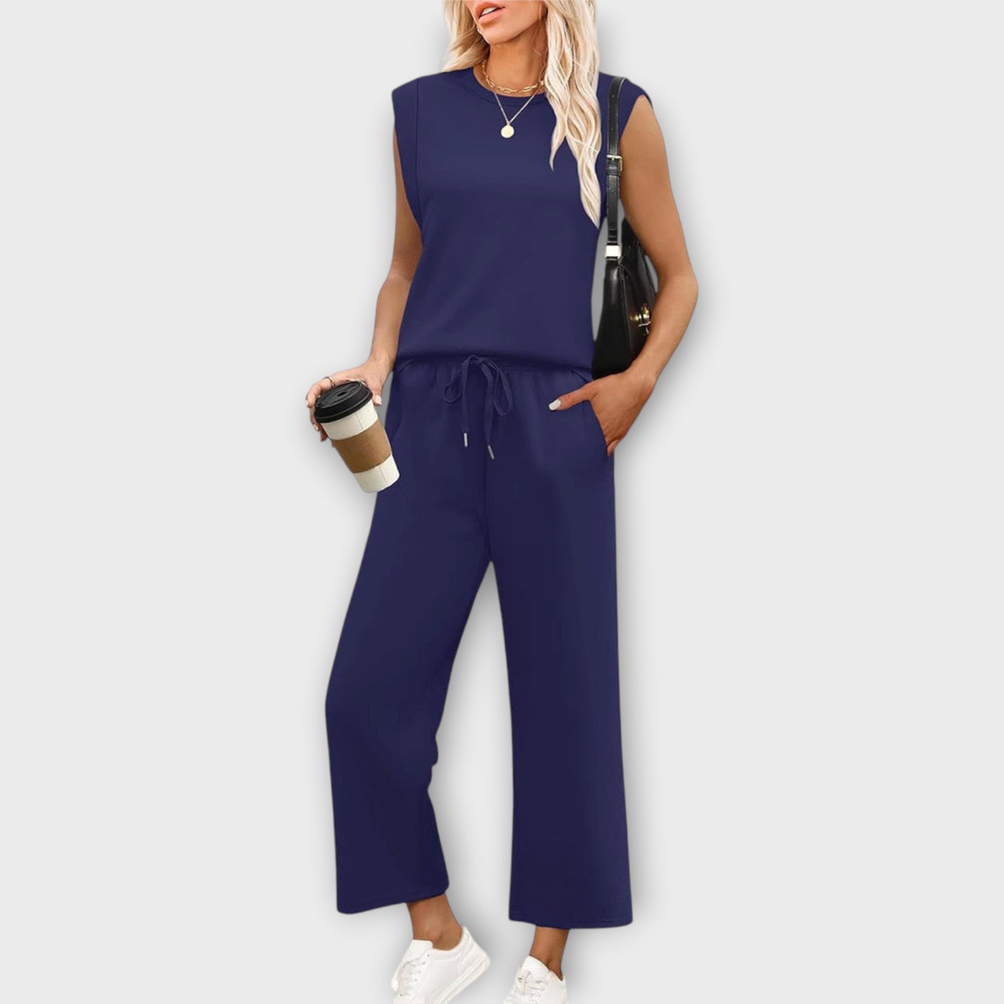 Černý Dámský Set Pohodlný a Elegantní Top bez Rukávů