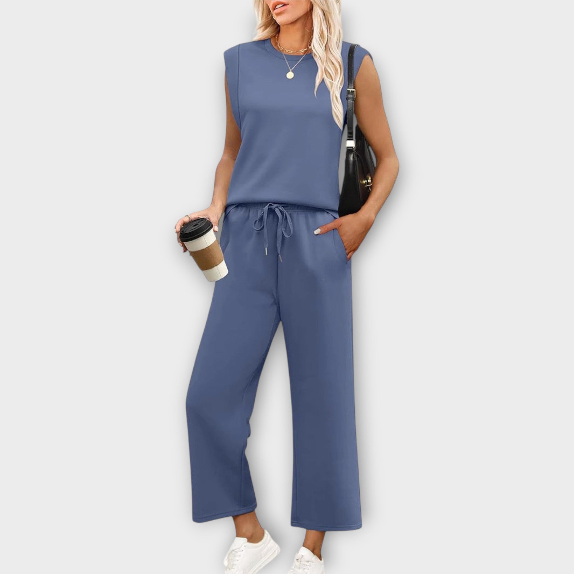 Černý Dámský Set Pohodlný a Elegantní Top bez Rukávů