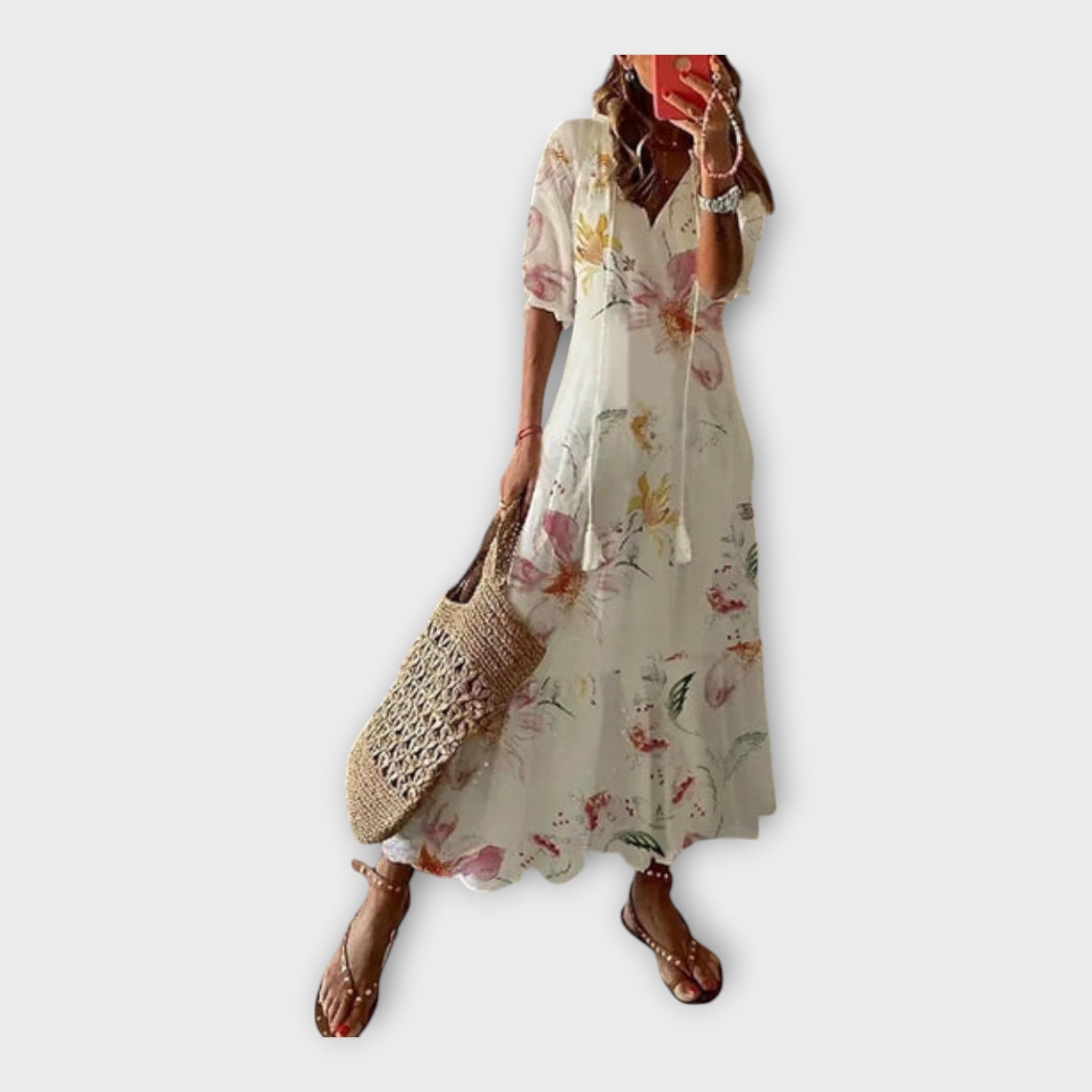 Vintage Šaty s Výšivkou a Véčkovým Výstřihem Modré