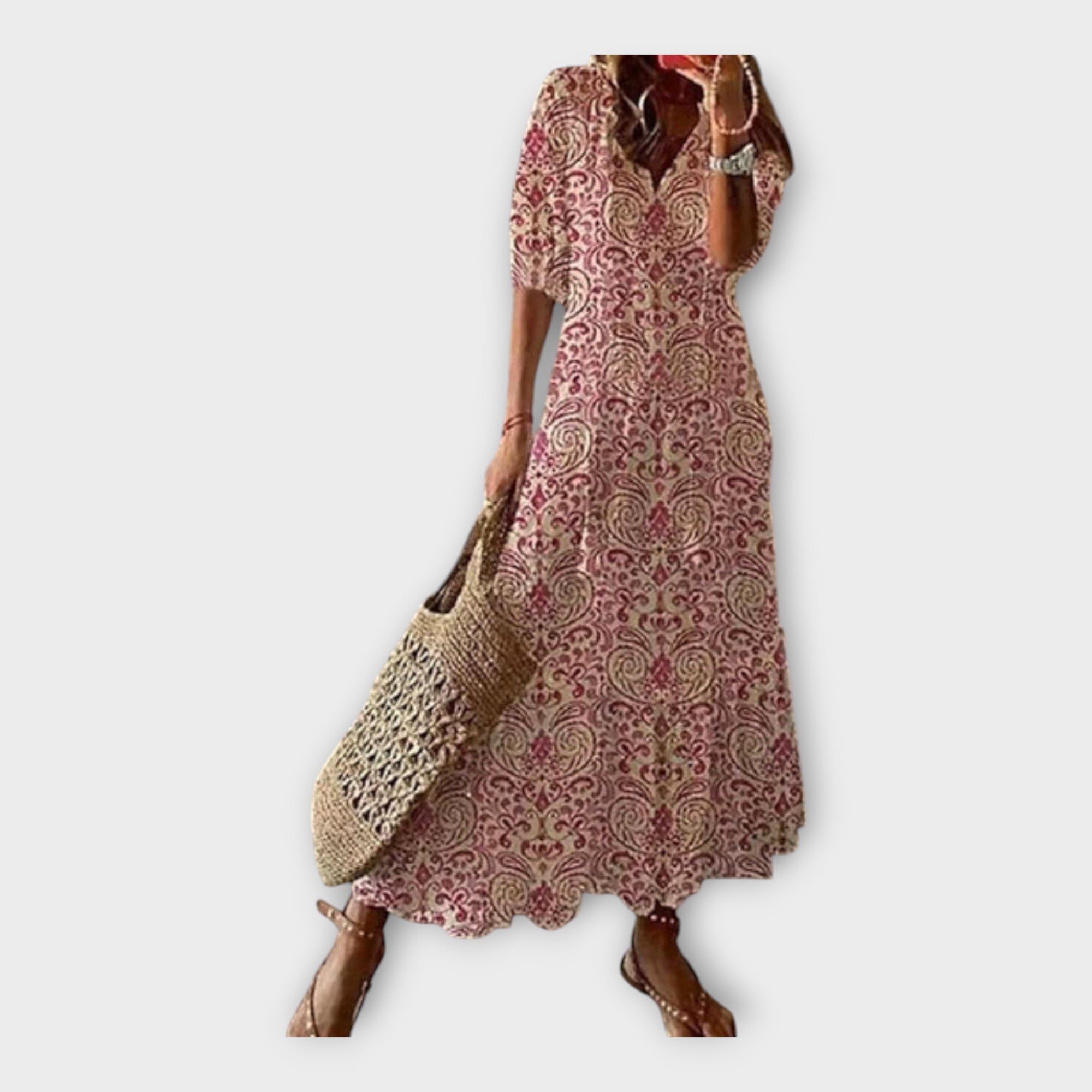 Vintage Šaty s Výšivkou a Véčkovým Výstřihem Modré