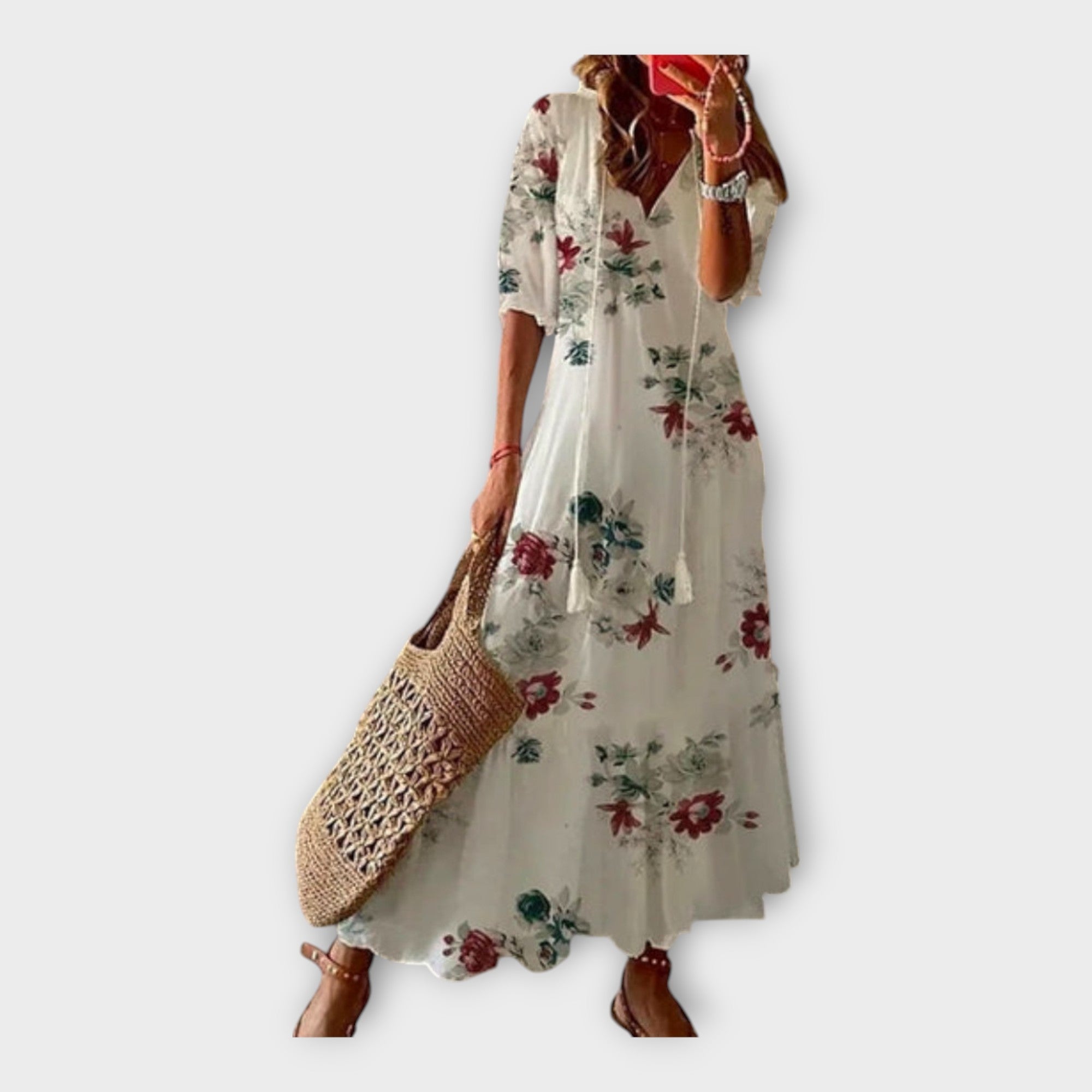 Vintage Šaty s Výšivkou a Véčkovým Výstřihem Modré