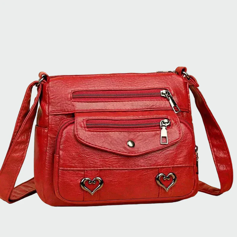 Elegantní Kožená Taška Přes Rameno Hnědá Vintage se Zipem