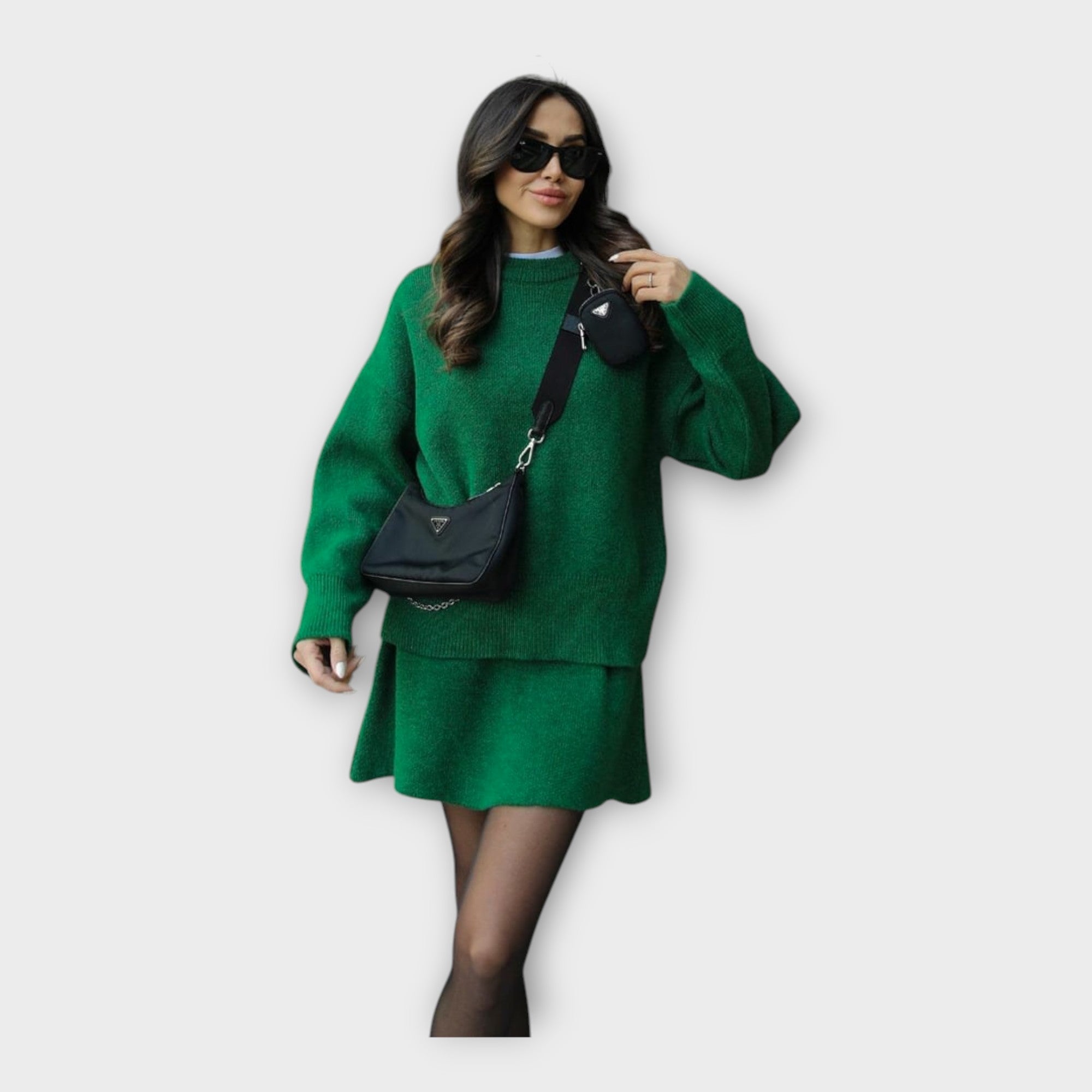 Pletený Svetrový Set A Sukně Se Moderním Střihem Pohodlný